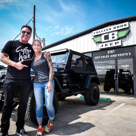 Christie Brimberry with her 2004 Jeep Wrangler modified by Dennis Collins.